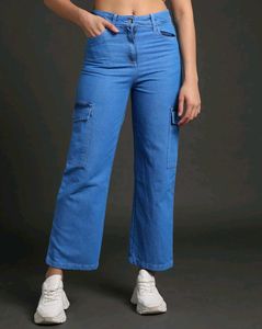 Blue Denim Cargo Pants