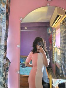 Pink And White Cute Maxi Bodycon Dress