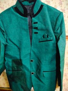 Emerald Green Mandarin Collar Blazer