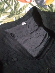 Tiered Black Lace Trim Skirt