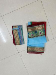 Blue Little Transperent Saree