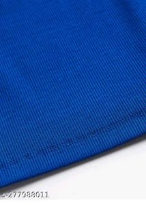 Blue Ribbed Cropped Tank Top