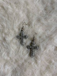 Iced Goth Cross Earrings