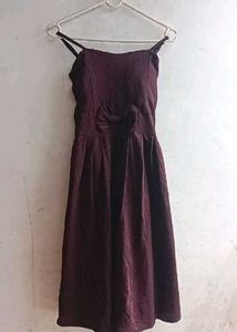 Chic Burgundy Fit &amp; Flare Dress with Bow 🎀💜