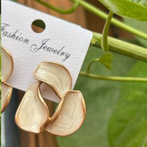 White Petal Drop Earrings