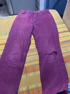 Purple Denim Jeans with Rips