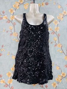 Sparkly Black Sequin Tank Top
