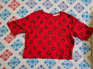 Red Diamond Pattern Crop Top