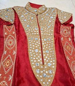 Mirror Work Silk Kurta Set Embroidery