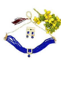 Blue Beaded Necklace Set