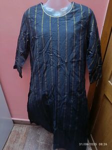 New Unused Xl Zari Stiped Black Kurta