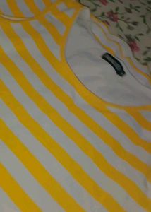 Striped Yellow Long Side Slit Dress