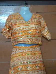 Embroidered Crop Top &amp; Skirt Set