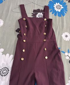 Burgundy Button Jumpsuit