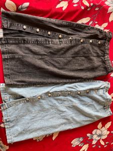 Combo of Black&amp;Blue Denim long Skirt