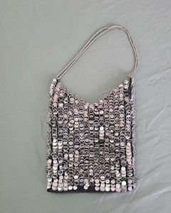 ZARA Limited Edition Silver Beaded Bag