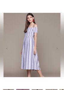 LABEL RITU KUMAROff-Shoulder Smocked A-line Dress