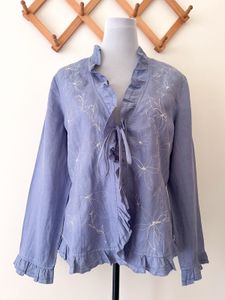 100% SOFT LINEN EMBROIDERED TIE-UP SHRUG