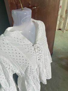 Mango White Eyelet Blouse