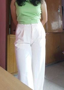 Cream Wide Leg Trousers