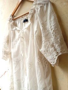 Off Shoulder Style White Embroidered Top (Women)