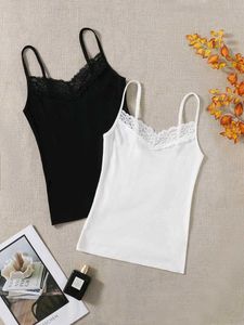 Lace Trim Cami Tanks - Black & White
