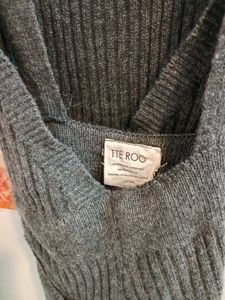 Gray Ribbed Knit Mini Dress