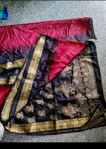Elegant Red & Black Saree