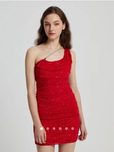 Red One-Shoulder Bodycon Dress