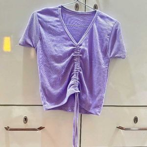 Cute Purple V-Neck Top