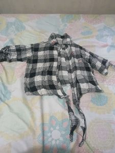 Trendy Plaid Tie-Front Shirt