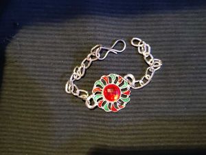 Floral Sun Statement Silver Bracelet