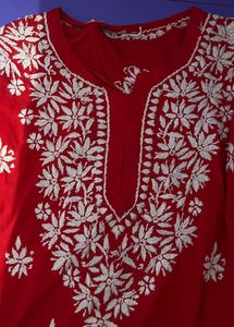 Red Embroidered Kurti