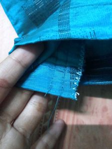 Bluish Seagreen Saree With Stitched Blouse