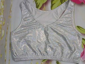 (1100)Silver Sparkle Crop Top