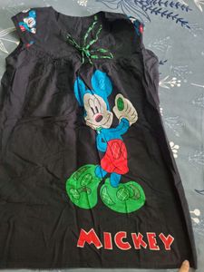 Mickey Mouse Printed Black Top