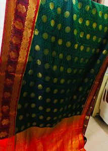 Elegant Green &amp; Gold Saree