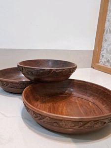 New Wooden Antique Bowl Set Of 3