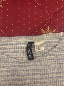 Blue Striped Smocked Square-Neck Dress