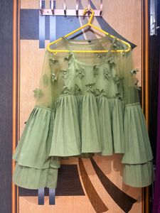 Olive Green Net Top