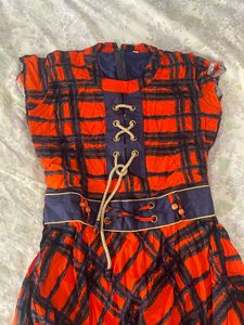 Orange &amp; Black Plaid Maxi Dress