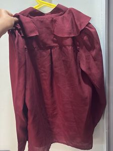 Burgundy Ruffle Detail Blouse