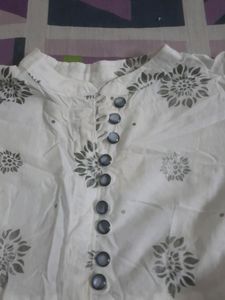 white anarkali suit with quarter sleeves
