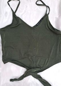 Olive Green Button-Front Cami
