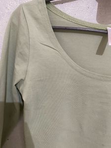 Sage Green Long Sleeve Crop Top
