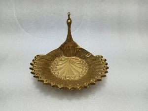 Peacock Metal Server With Gold Finish