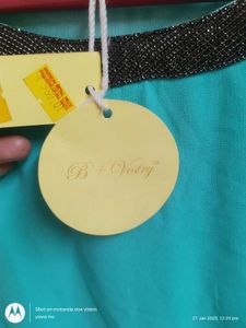 Teal Blouse with Embellished Neckline
