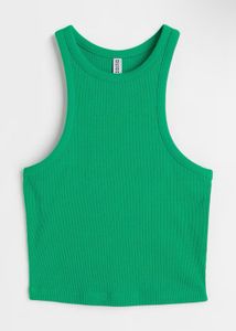 green racer back crop top
