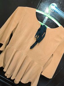 Elegant Tan Peplum Top