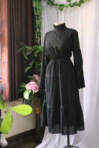High Neck Black Dress